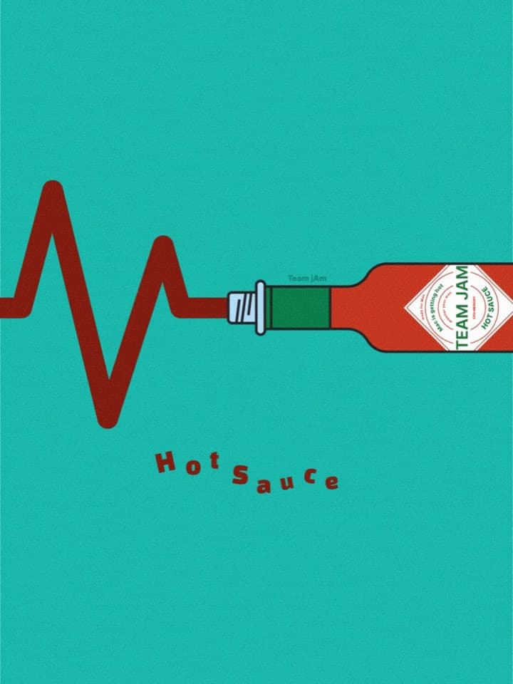 Hot Sauce hero poster — a heartbeat graph and a hot-sauce bottle