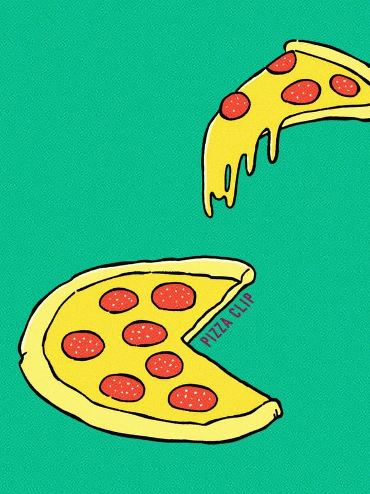 pizzaClip hero poster — a whole pizza with one slice pulled out